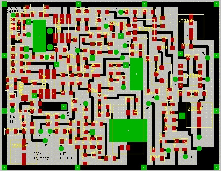 Tracé PCB 10.7 MHZ TX-RX IF PCB