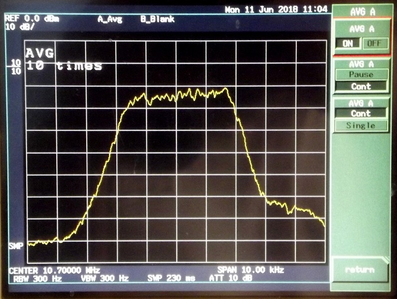 Mesure 10.7 MHZ TX-RX IF band pass