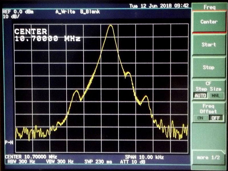 Mesure 10.7 MHZ TX-RX IF spectrum