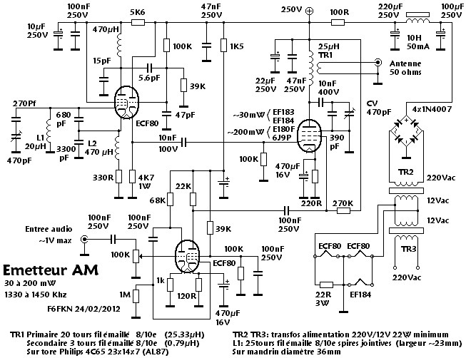 Emetteur AM PO 200mW, 200mW Medium waves AM transmitter