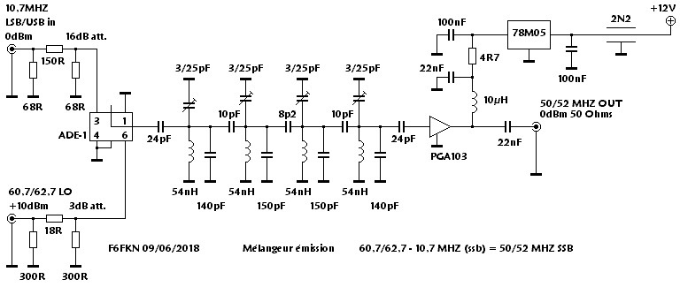 Schéma mixer 50 MHZ LO & IF mixer